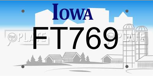 FT769 Iowa License Plate