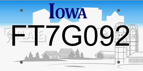 FT7G092 Iowa License Plate