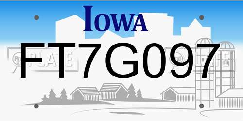 FT7G097 Iowa License Plate