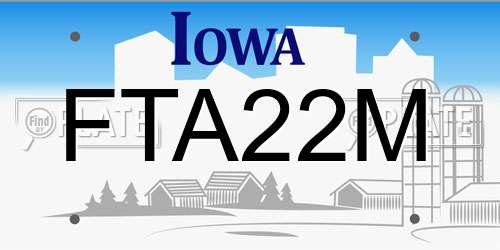 FTA22M Iowa License Plate