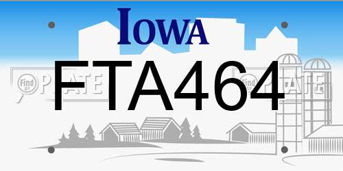 FTA464 Iowa License Plate