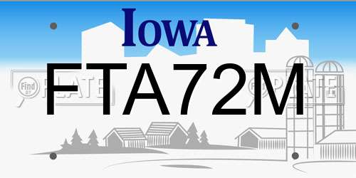 FTA72M Iowa License Plate