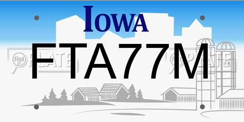 FTA77M Iowa License Plate