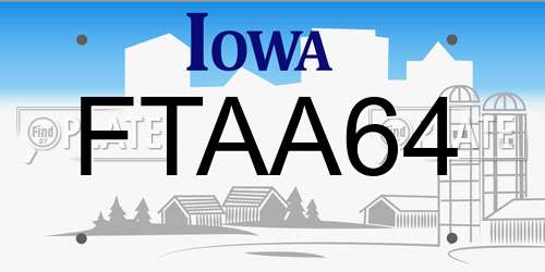 FTAA64 Iowa License Plate
