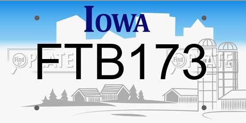 FTB173 Iowa License Plate