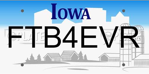 FTB4EVR Iowa License Plate