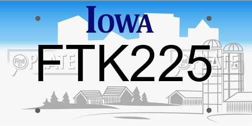 FTK225 Iowa License Plate