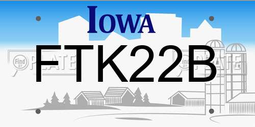 FTK22B Iowa License Plate
