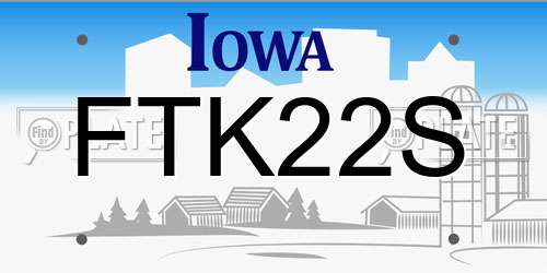 FTK22S Iowa License Plate
