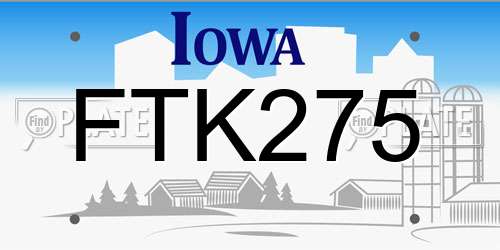 FTK275 Iowa License Plate