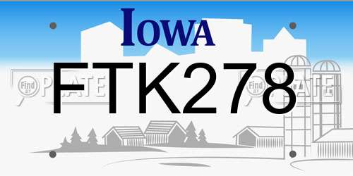 FTK278 Iowa License Plate