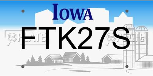 FTK27S Iowa License Plate