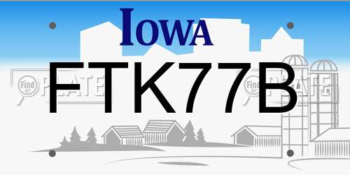 FTK77B Iowa License Plate