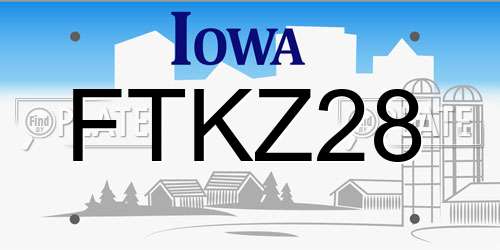 FTKZ28 Iowa License Plate