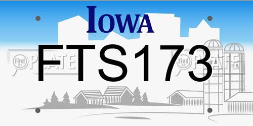 FTS173 Iowa License Plate