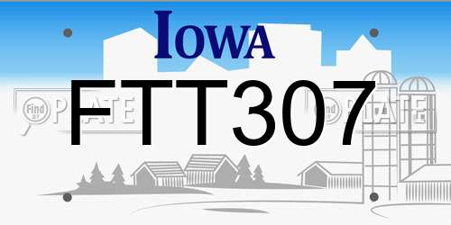 FTT307 Iowa License Plate