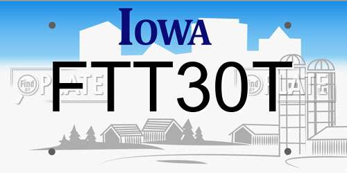FTT30T Iowa License Plate