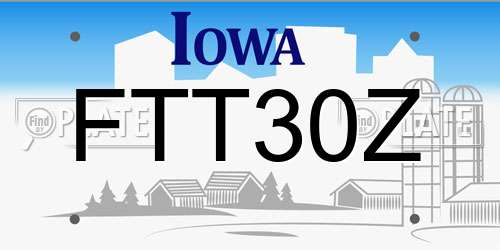 FTT30Z Iowa License Plate