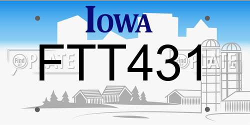 FTT431 Iowa License Plate