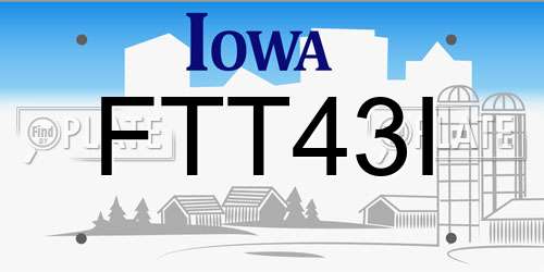 FTT43I Iowa License Plate