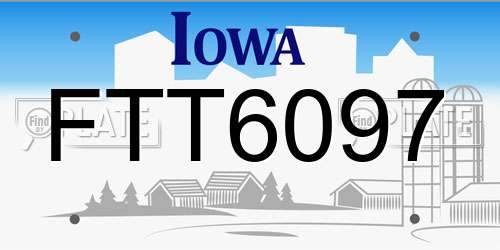FTT6097 Iowa License Plate