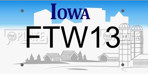 FTW13 Iowa License Plate