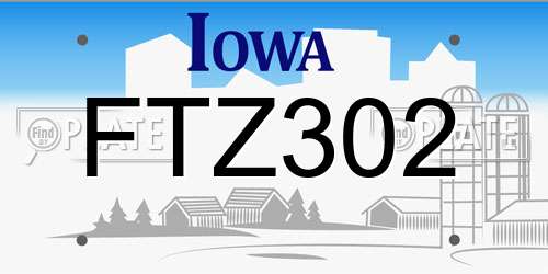 FTZ302 Iowa License Plate