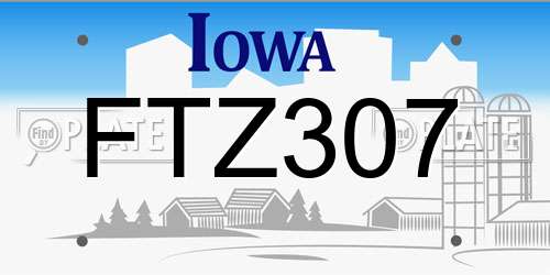 FTZ307 Iowa License Plate
