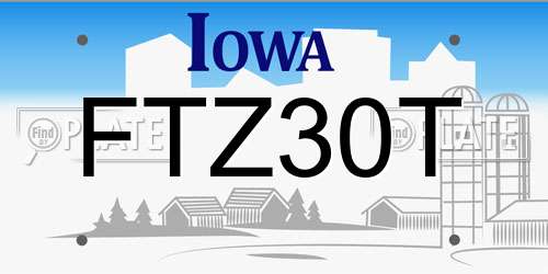 FTZ30T Iowa License Plate