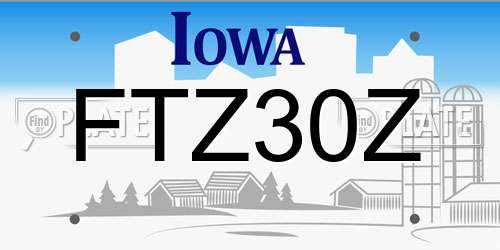 FTZ30Z Iowa License Plate