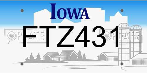 FTZ431 Iowa License Plate