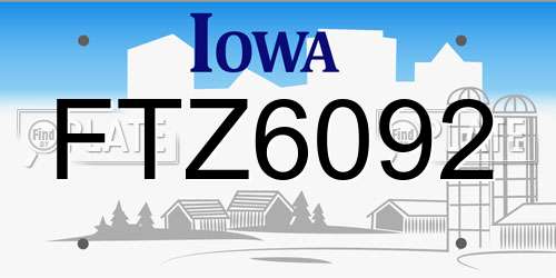 FTZ6092 Iowa License Plate