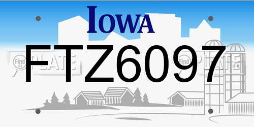 FTZ6097 Iowa License Plate