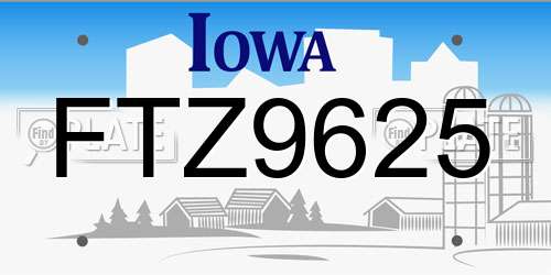 FTZ9625 Iowa License Plate
