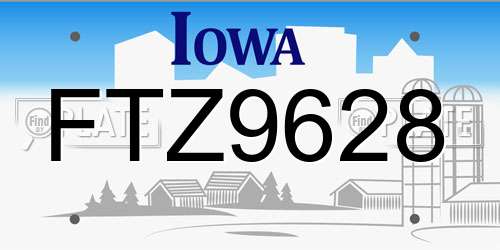 FTZ9628 Iowa License Plate