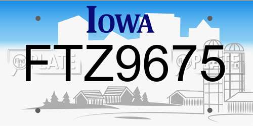 FTZ9675 Iowa License Plate