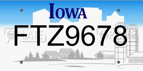 FTZ9678 Iowa License Plate