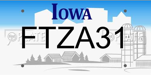 FTZA31 Iowa License Plate
