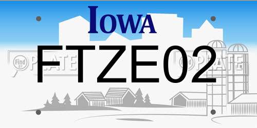 FTZE02 Iowa License Plate