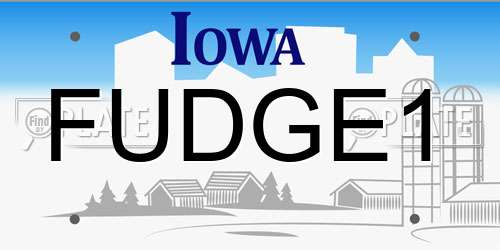 FUDGE1 Iowa License Plate