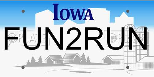 FUN2RUN Iowa License Plate