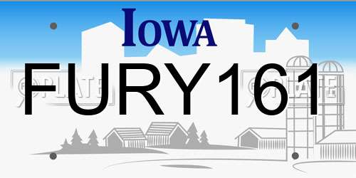 FURY161 Iowa License Plate