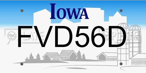 FVD56D Iowa License Plate