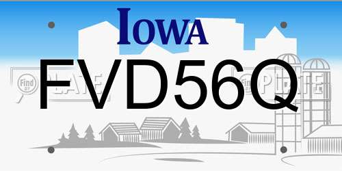 FVD56Q Iowa License Plate