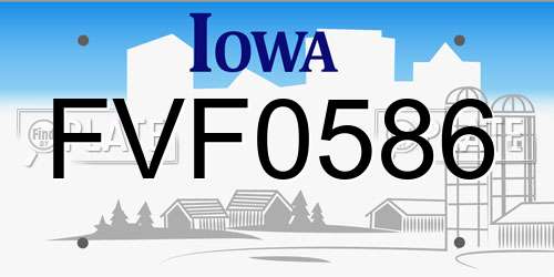 FVF0586 Iowa License Plate