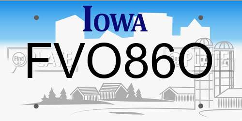 FVO86O Iowa License Plate