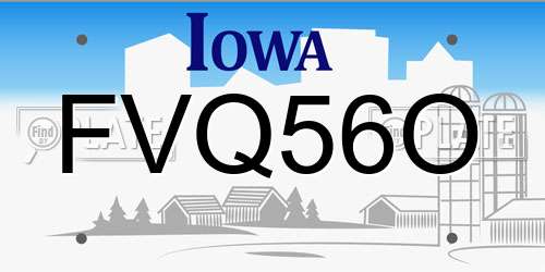 FVQ56O Iowa License Plate