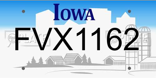 FVX1162 Iowa License Plate