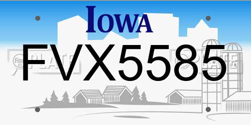 FVX5585 Iowa License Plate