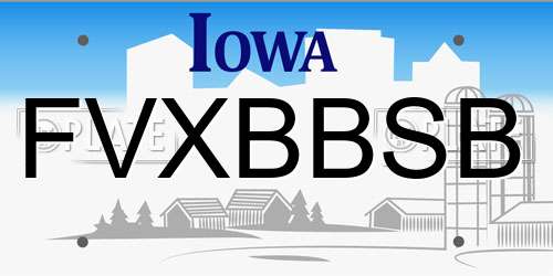 FVXBBSB Iowa License Plate